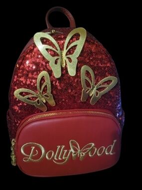 Loungefly Red Sequin Dolly Parton Dollywood Butterfly Mini Backpack
